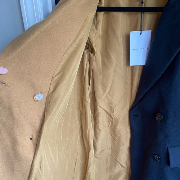 NWT Who What Wear Brown and Black Colorblock Double Breasted Peacoat-Size XS - Picture 8 of 8